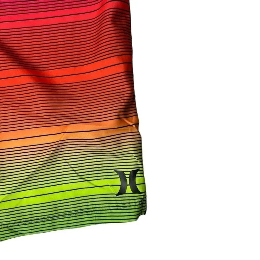 Hurley Boys Multi Color Stripe Board Shorts Swim Suit Size 16 (28) NWT